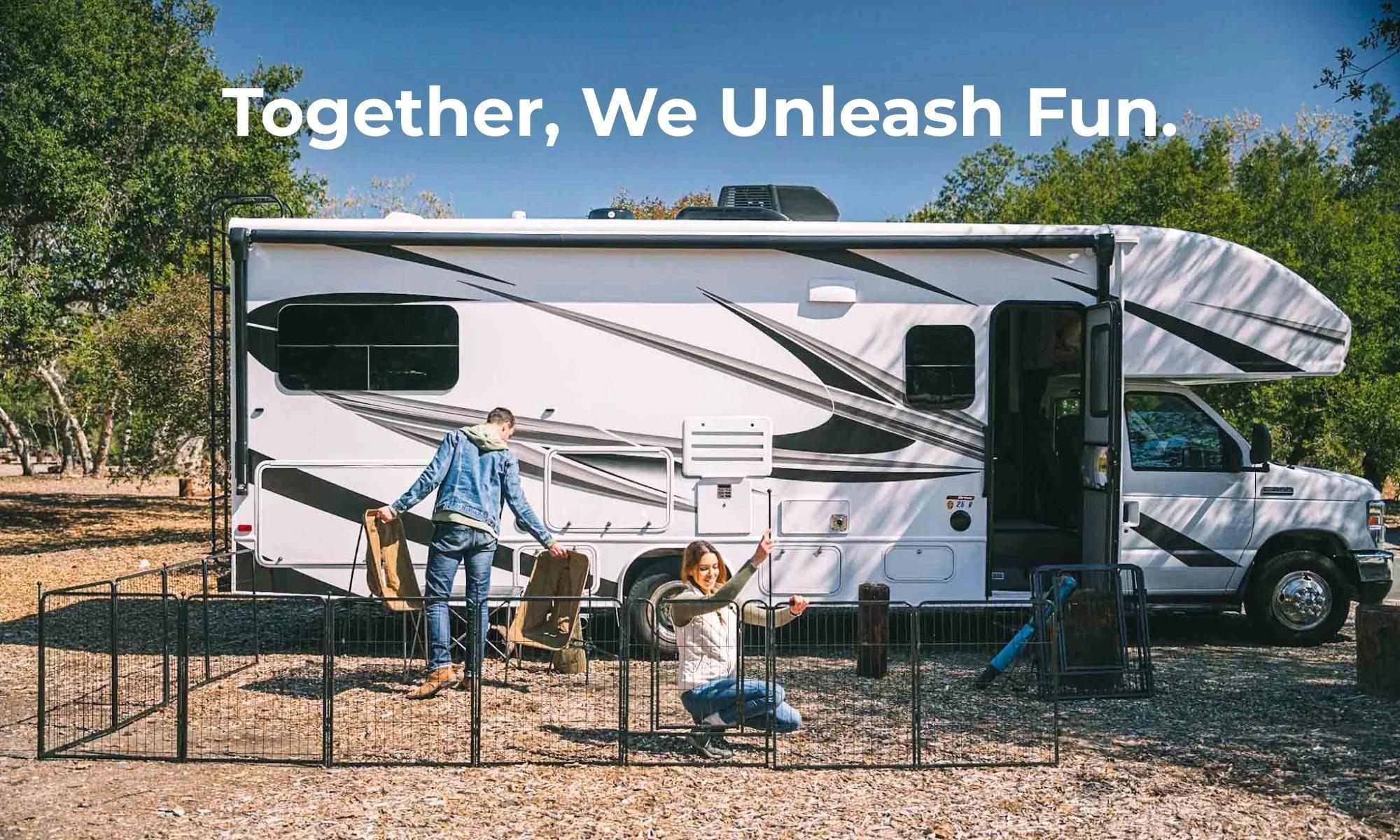 FXW Dog Fence - RV Camping Fence - Dog Bed - Outdoor Dog Playpen - FXW Dog Playpen