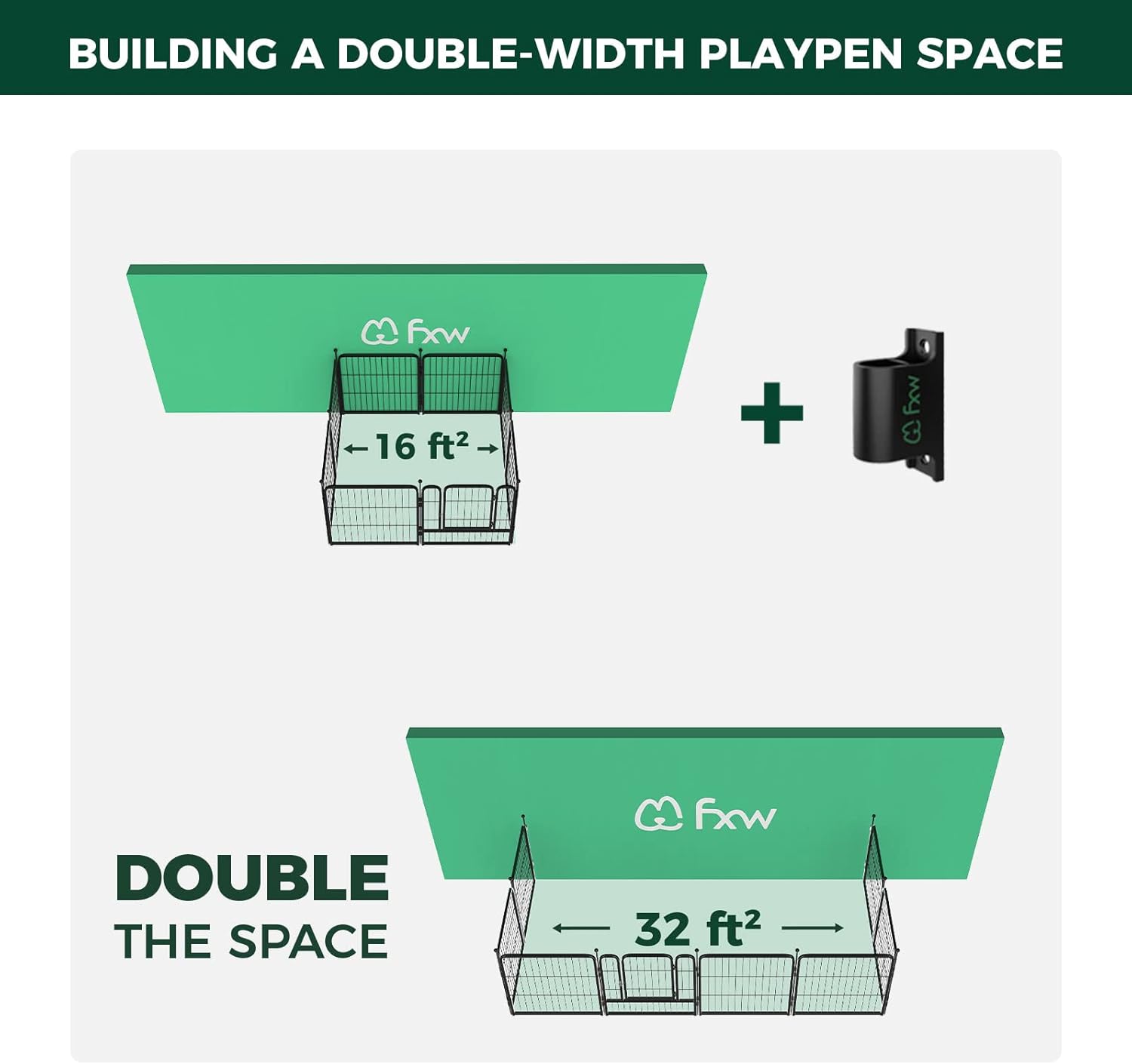 Bundle - Homeplus Dog Playpen & Fence-to-Wall Anchor (2 PCs) FXW