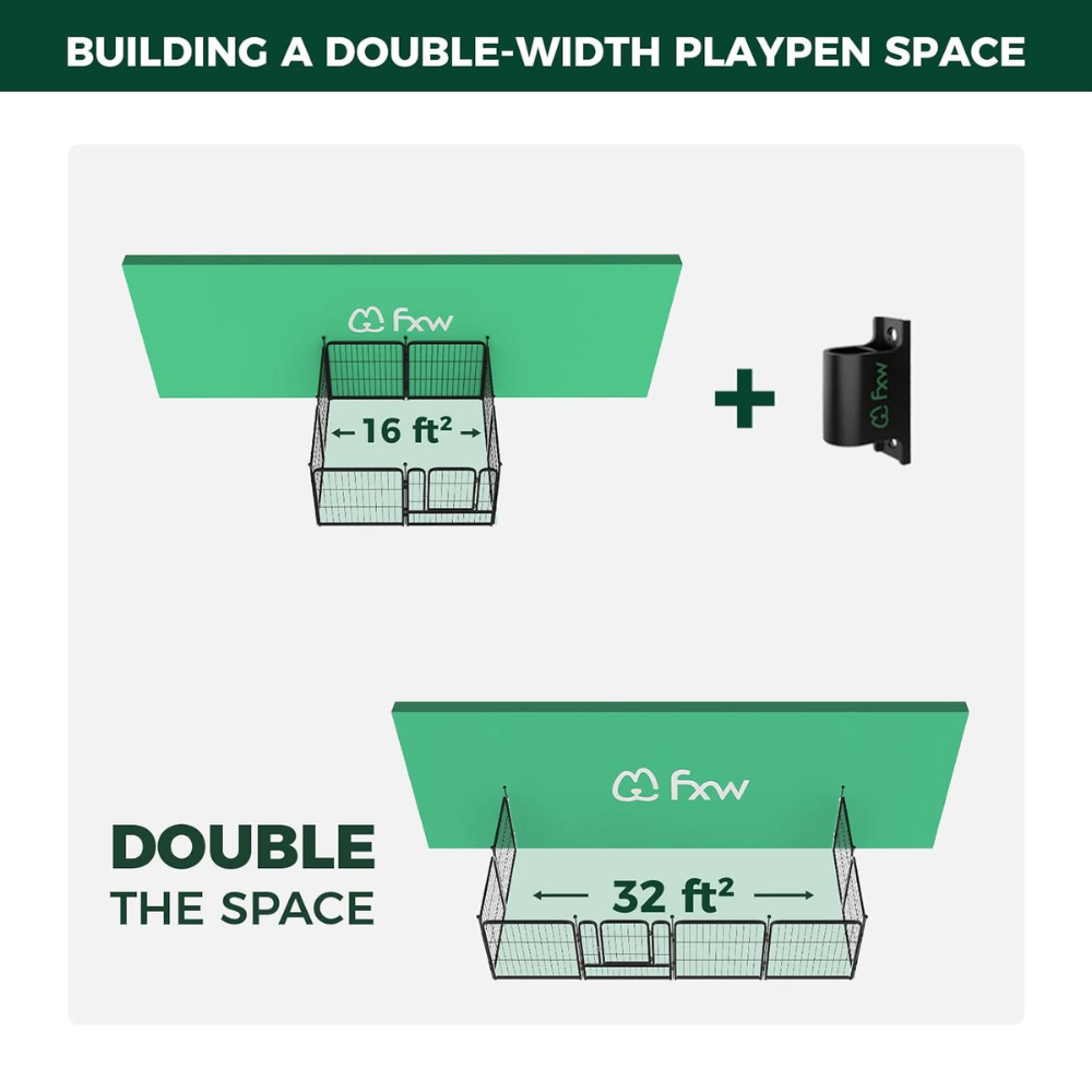 Bundle - Rollick Dog Playpen & Fence-to-Wall Anchor (2 PCs) FXW