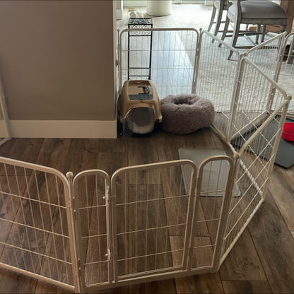 Bundle - White Homeplus Dog Playpen & Fence-to- Wall Anchor & Pee Pad (3 PCs) FXW