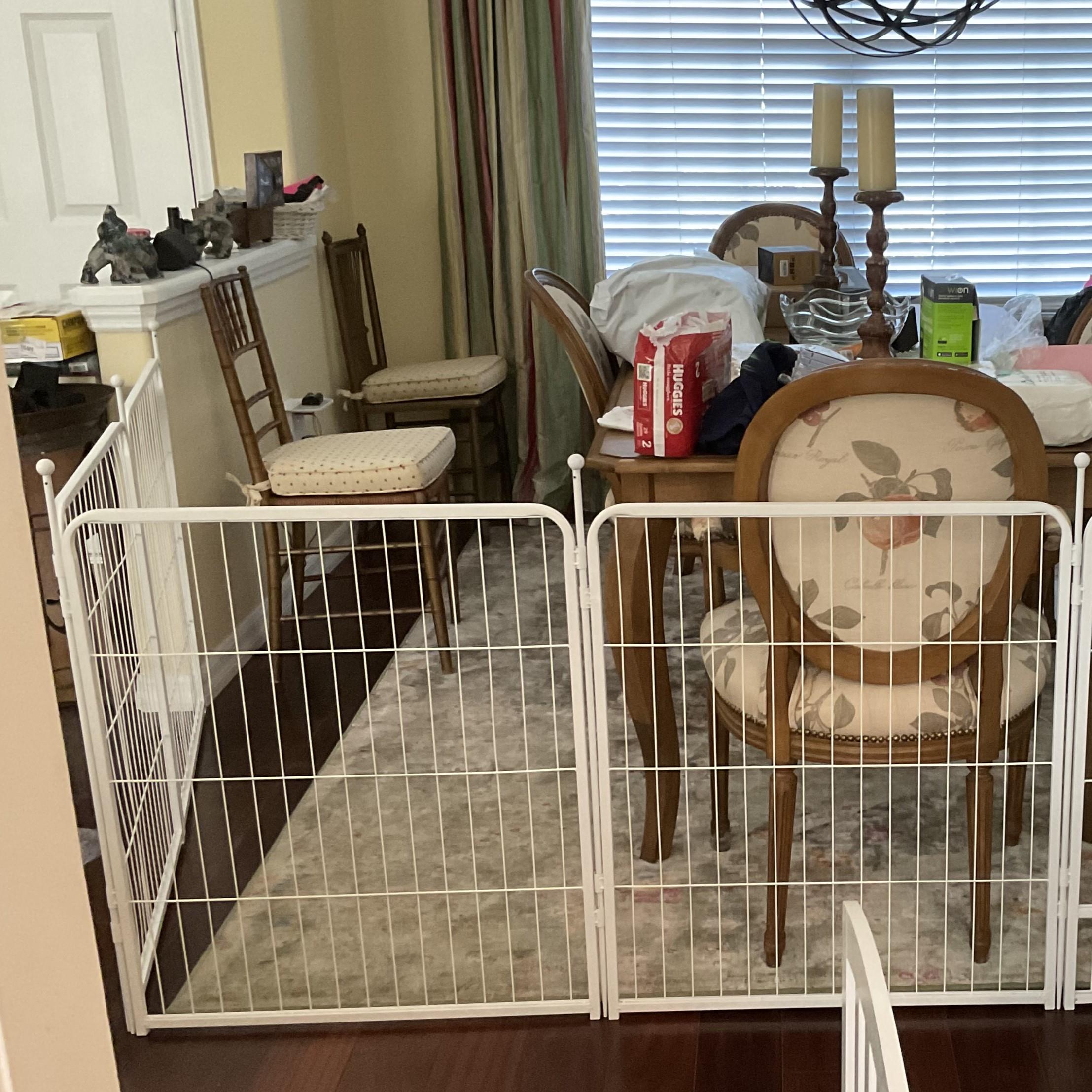 Bundle - White Homeplus Dog Playpen & Fence-to- Wall Anchor & Pee Pad (3 PCs) FXW