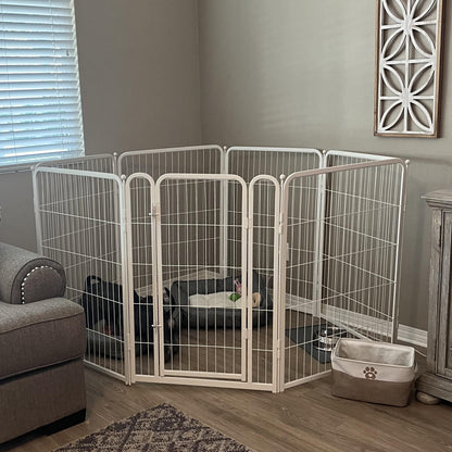 Bundle - White Homeplus Dog Playpen & Fence-to- Wall Anchor & Pee Pad (3 PCs) FXW