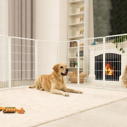 Homeplus Dog Playpen for Indoor Use White 45 inch 11 Panels & 1 Gate FXW