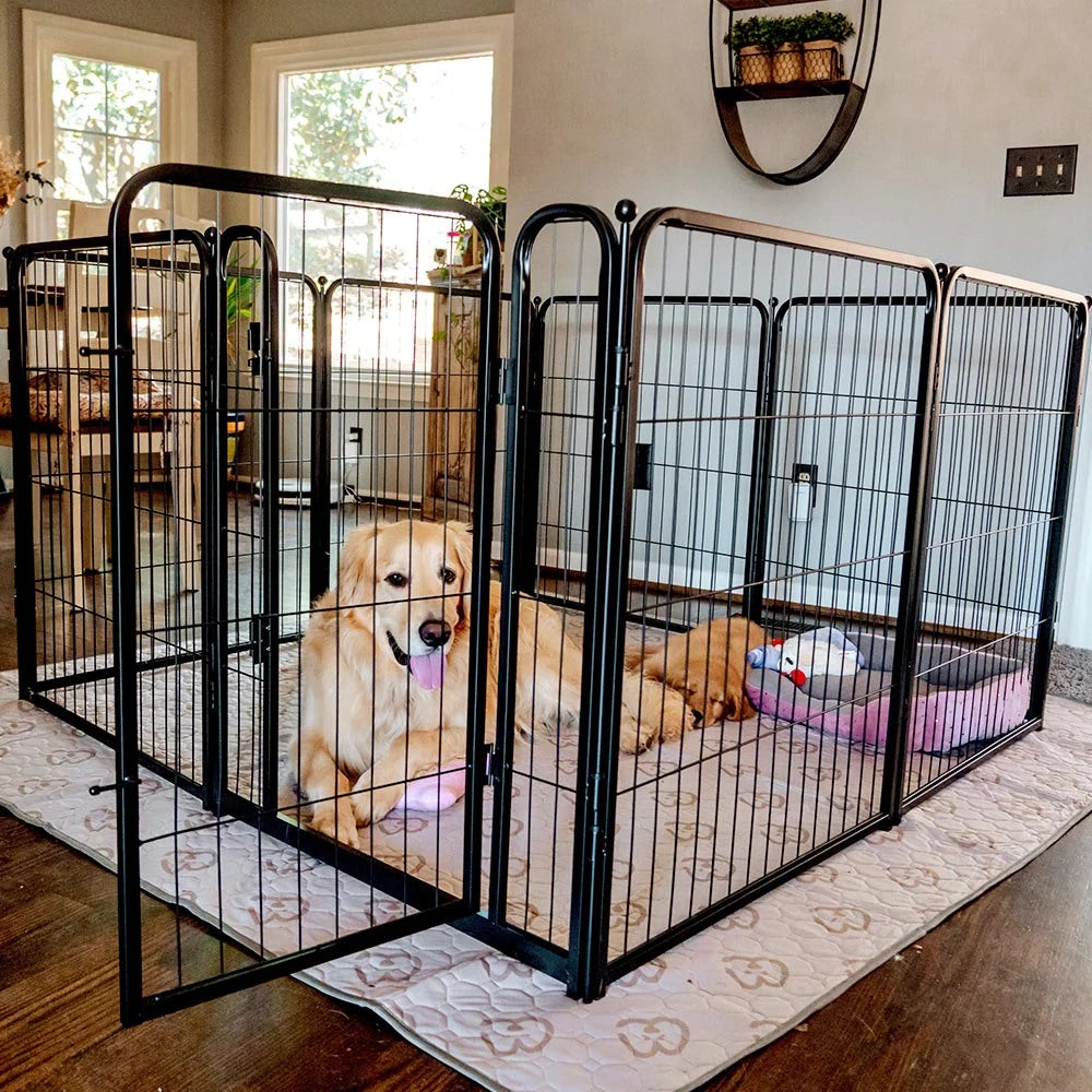 Homeplus Dog Playpen for Indoor Use Black 32 inch 7 Panels & 1 Gate FXW