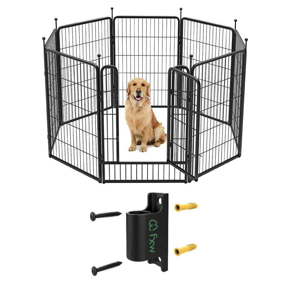 Bundle - Rollick Dog Playpen & Fence-to-Wall Anchor (2 PCs) FXW
