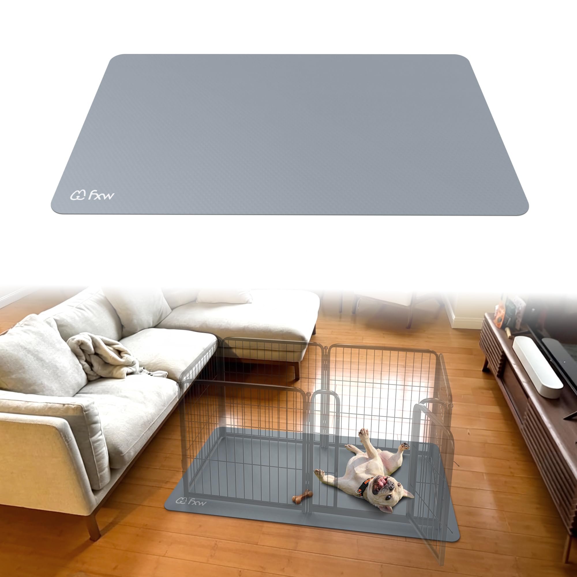 FXW Ultra Waterproof Pet Floor Protector Mat and Under Dog Crate Mat