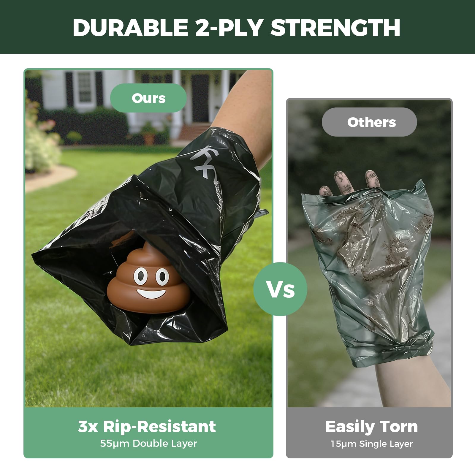 FXW Dog Poop Bags 2-ply Extra Thick Leak Proof