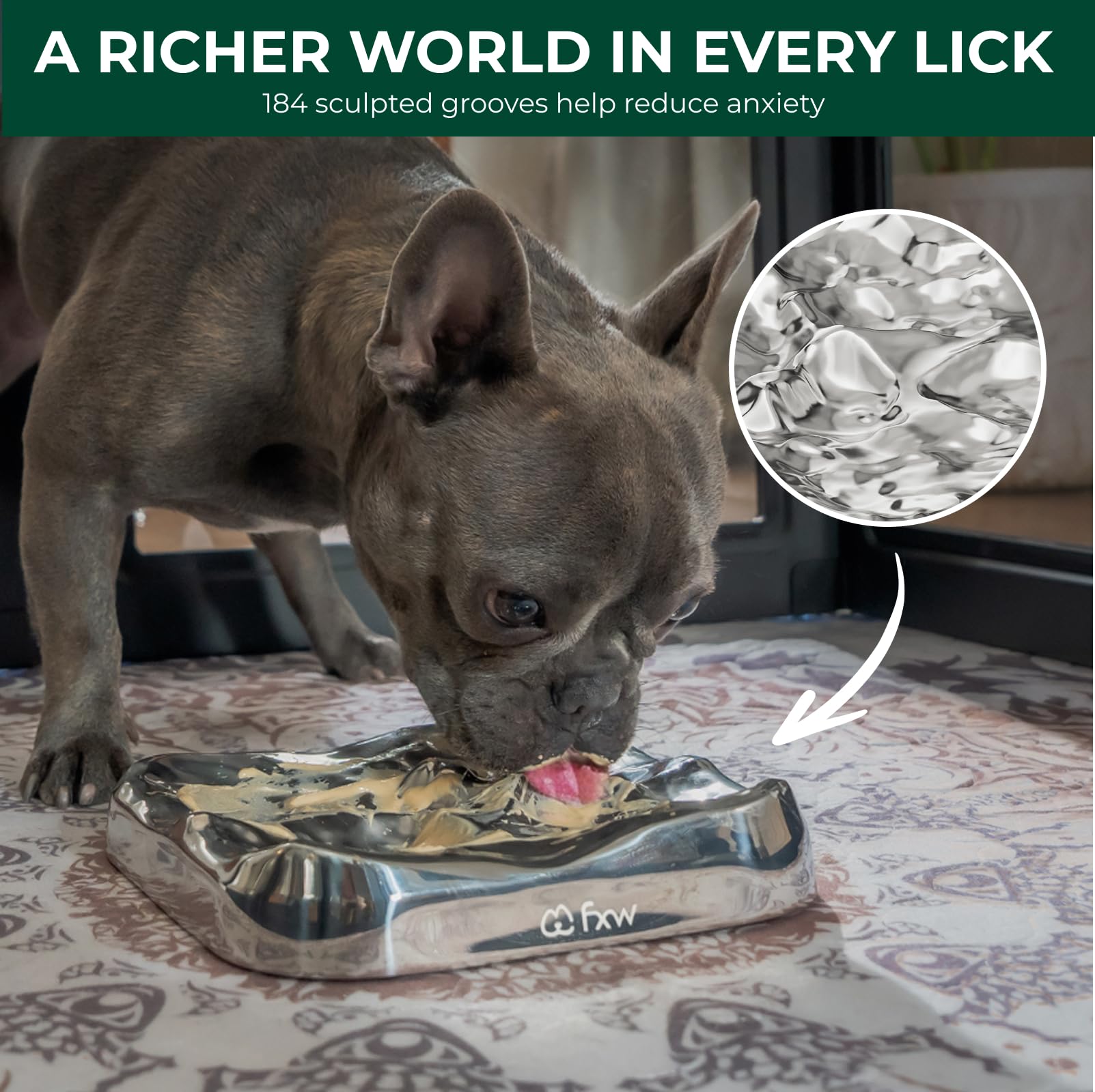 FXW IntoFlow Lick Pad Durable Stainless Steel Dog Lick Mat for Enrichment