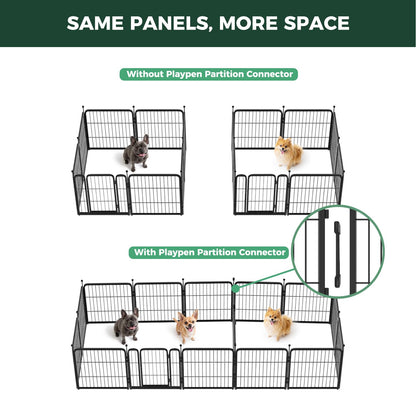 Bundle - Black Rollick Dog Playpen & Dog Playpen Partition Connector(Pack of 2)