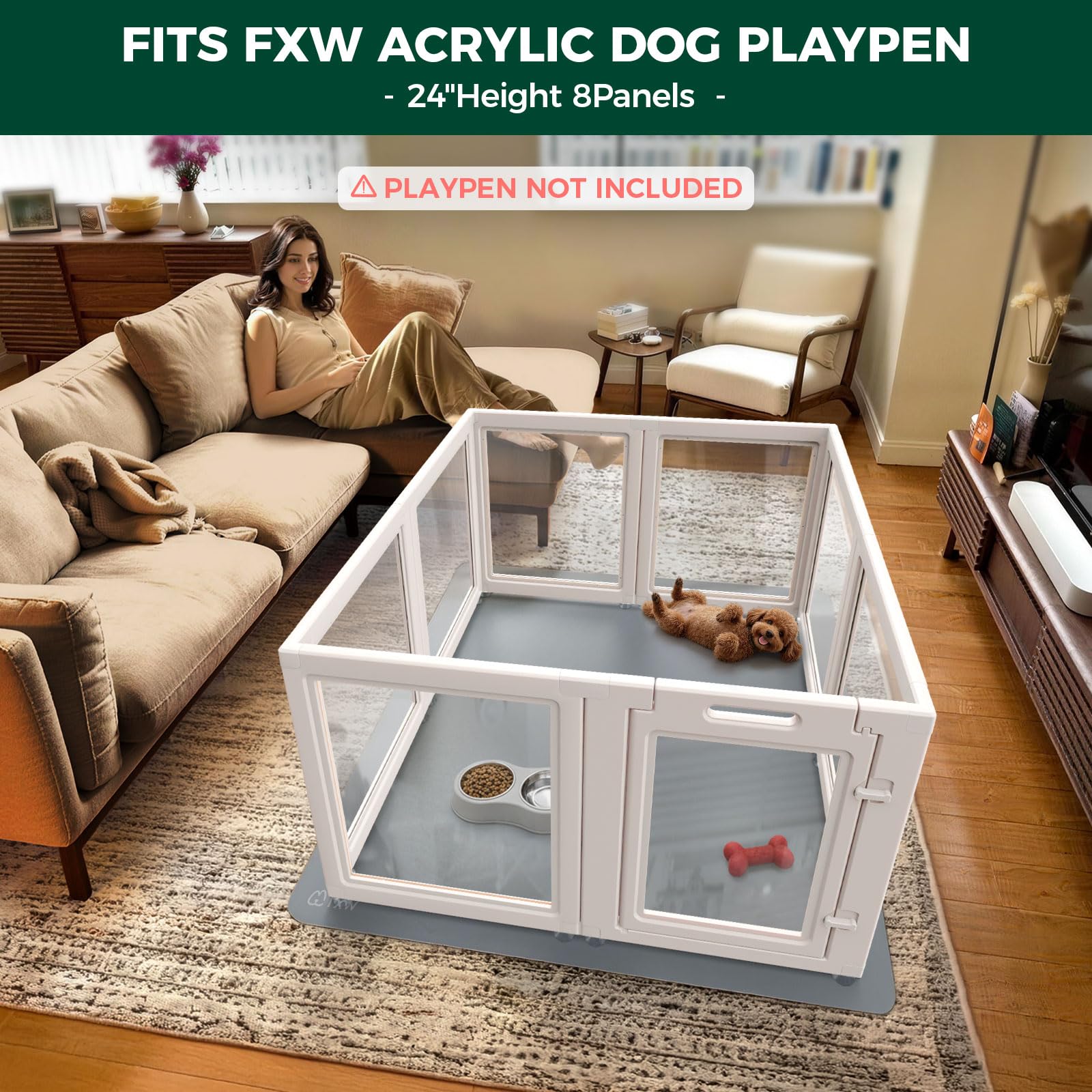 FXW Ultra Waterproof Pet Floor Protector Mat and Under Dog Crate Mat