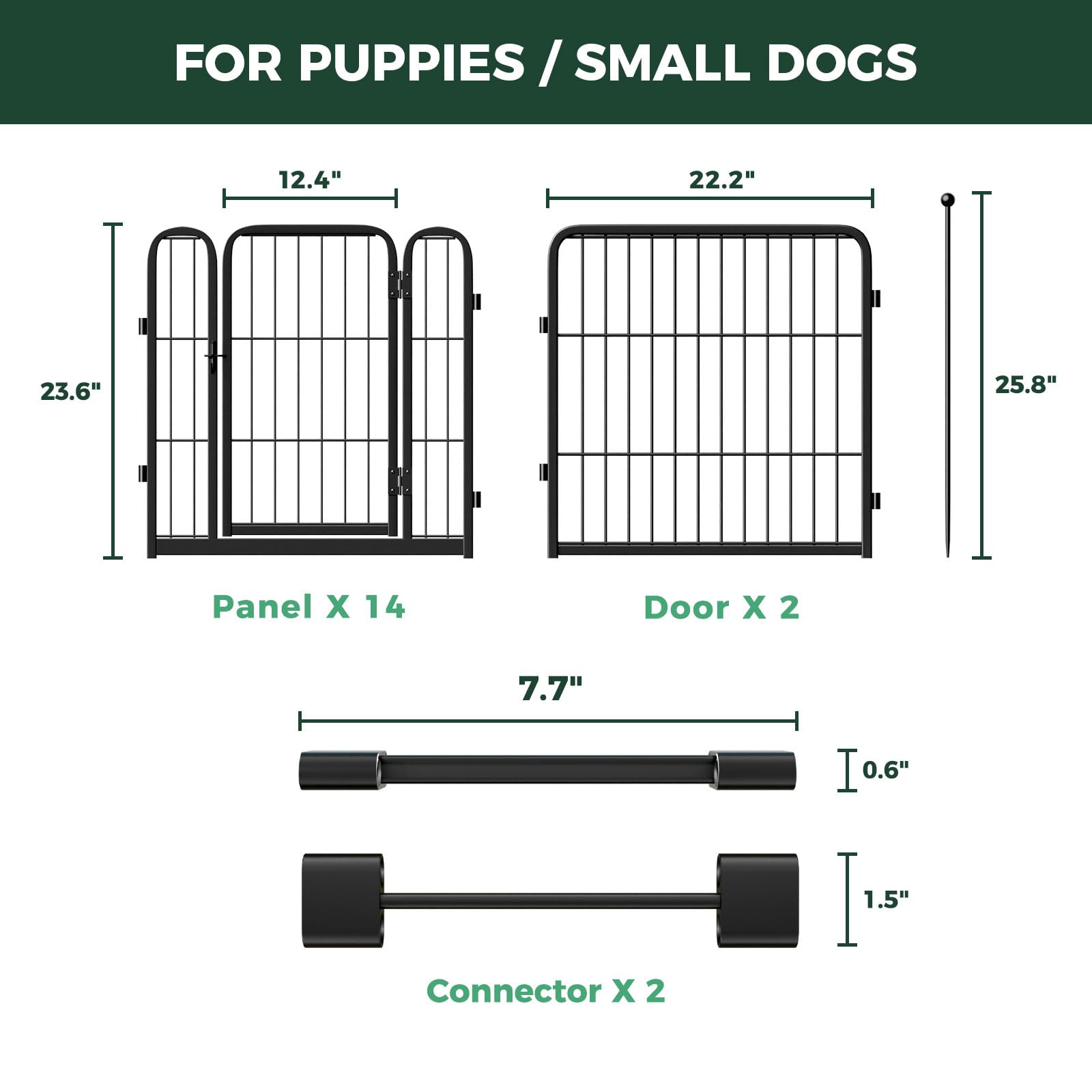Bundle - Black Rollick Dog Playpen & Dog Playpen Partition Connector(Pack of 2)