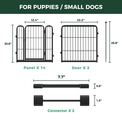 Bundle - Black Rollick Dog Playpen & Dog Playpen Partition Connector(Pack of 2)