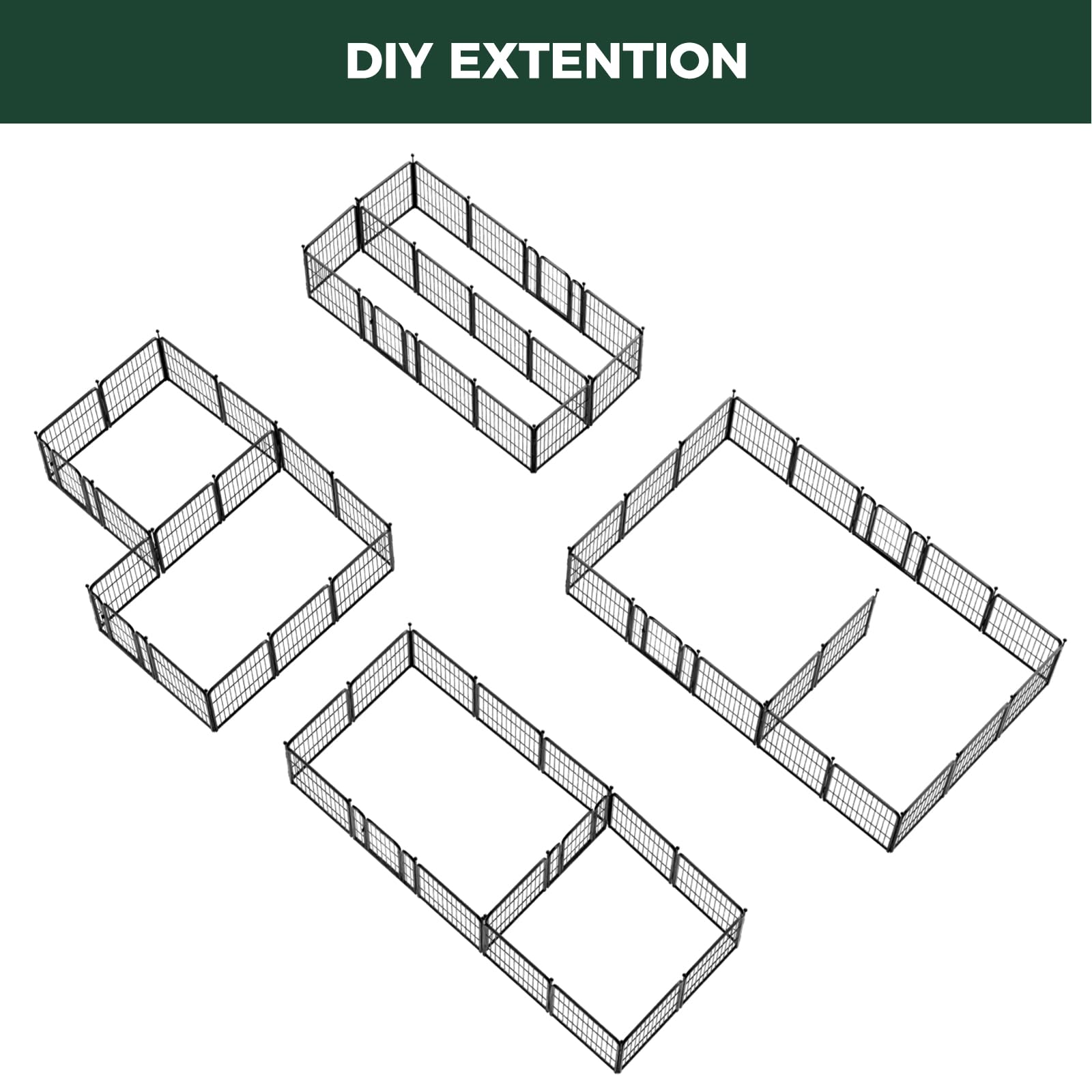 Bundle - Black Rollick Dog Playpen & Dog Playpen Partition Connector(Pack of 2)