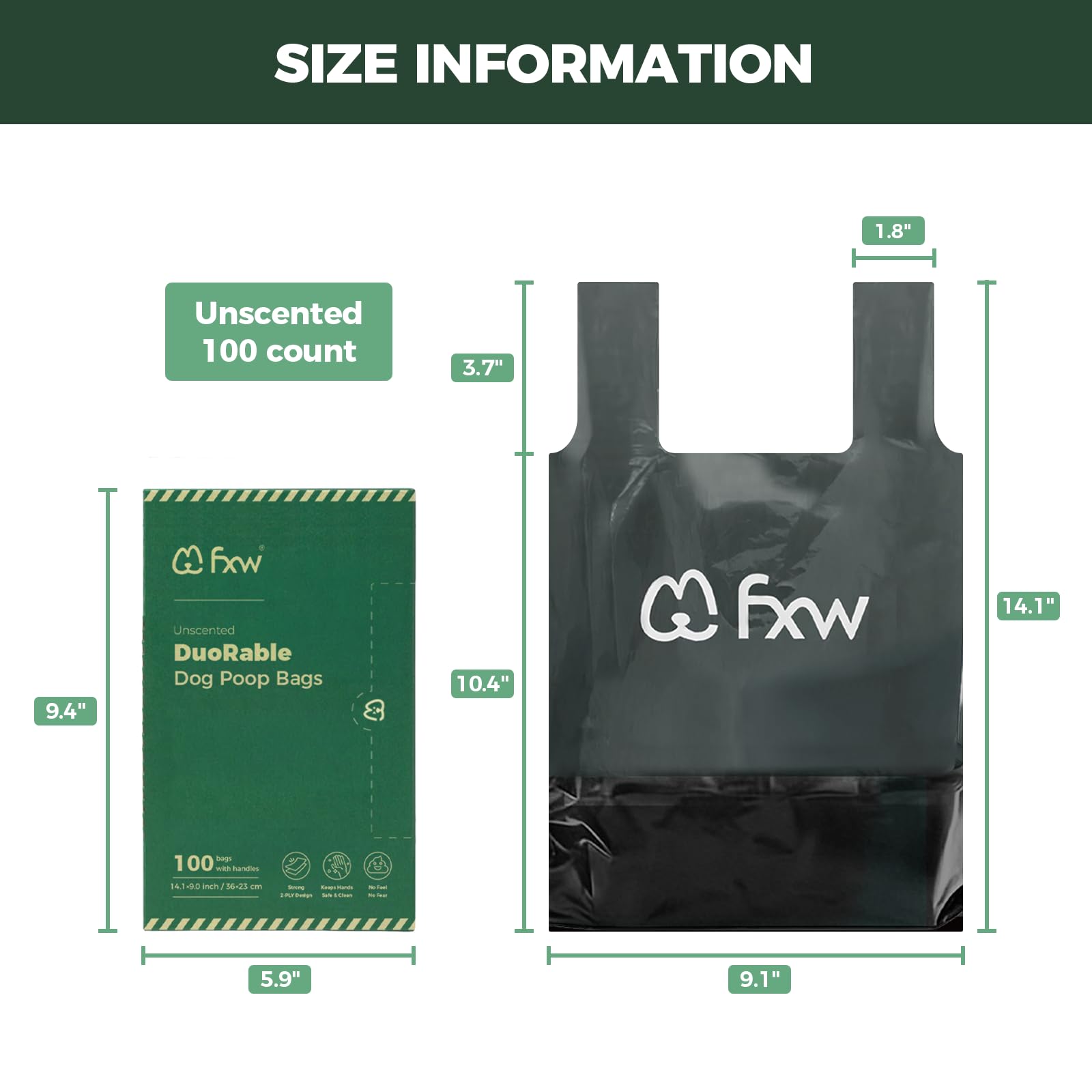 FXW Dog Poop Bags 2-ply Extra Thick Leak Proof