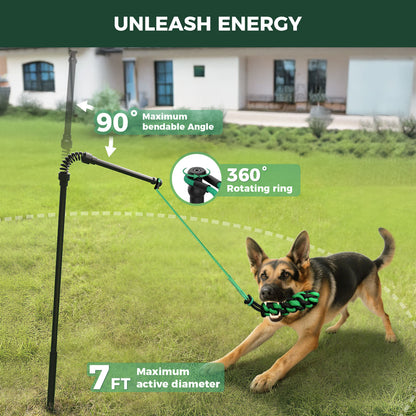 TugPal Flex Dog Tug Toy | Safe Outdoor Play with Spring-Top Rod