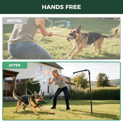 TugPal Flex Dog Tug Toy | Safe Outdoor Play with Spring-Top Rod