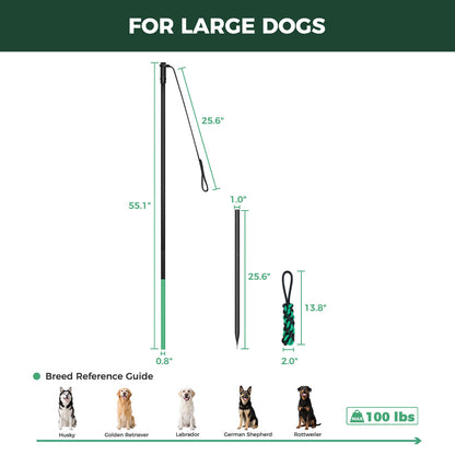 TugPal Dog Tug Toy | Hands-Free Outdoor Play with Fiberglass Rod