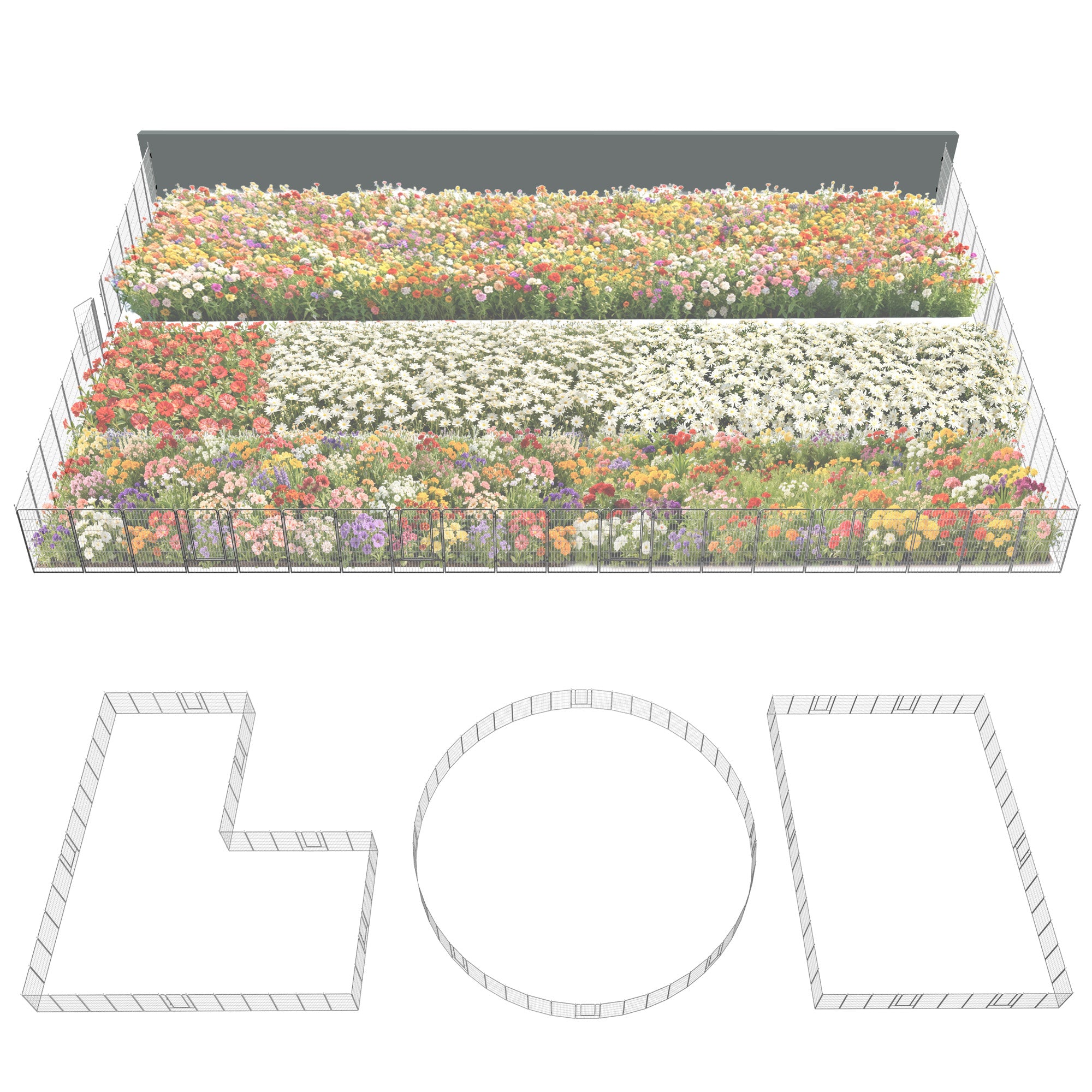 FXW Garden Fence Outdoor for The Yard - Silver