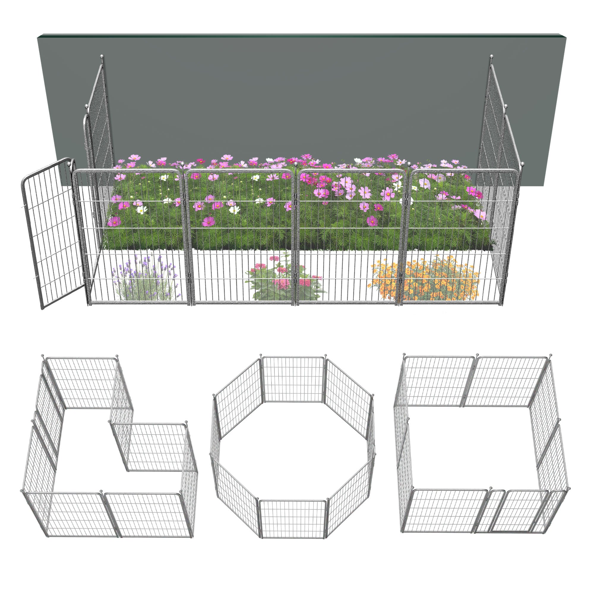 FXW Garden Fence Outdoor for The Yard - Silver