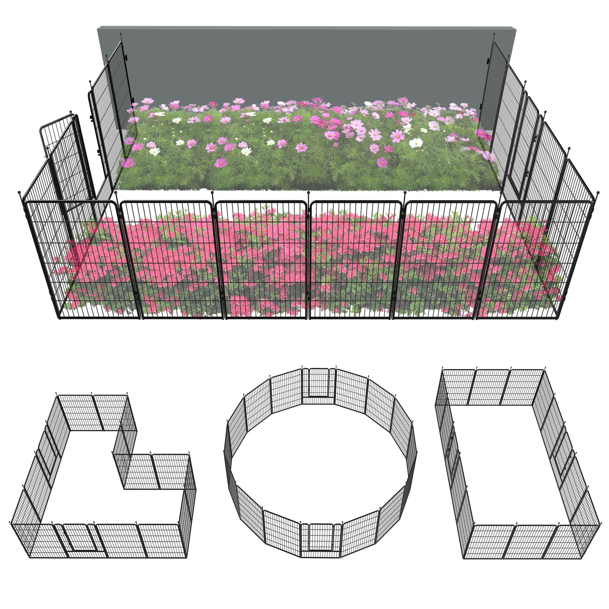 FXW Garden Fence Outdoor for The Yard - Black