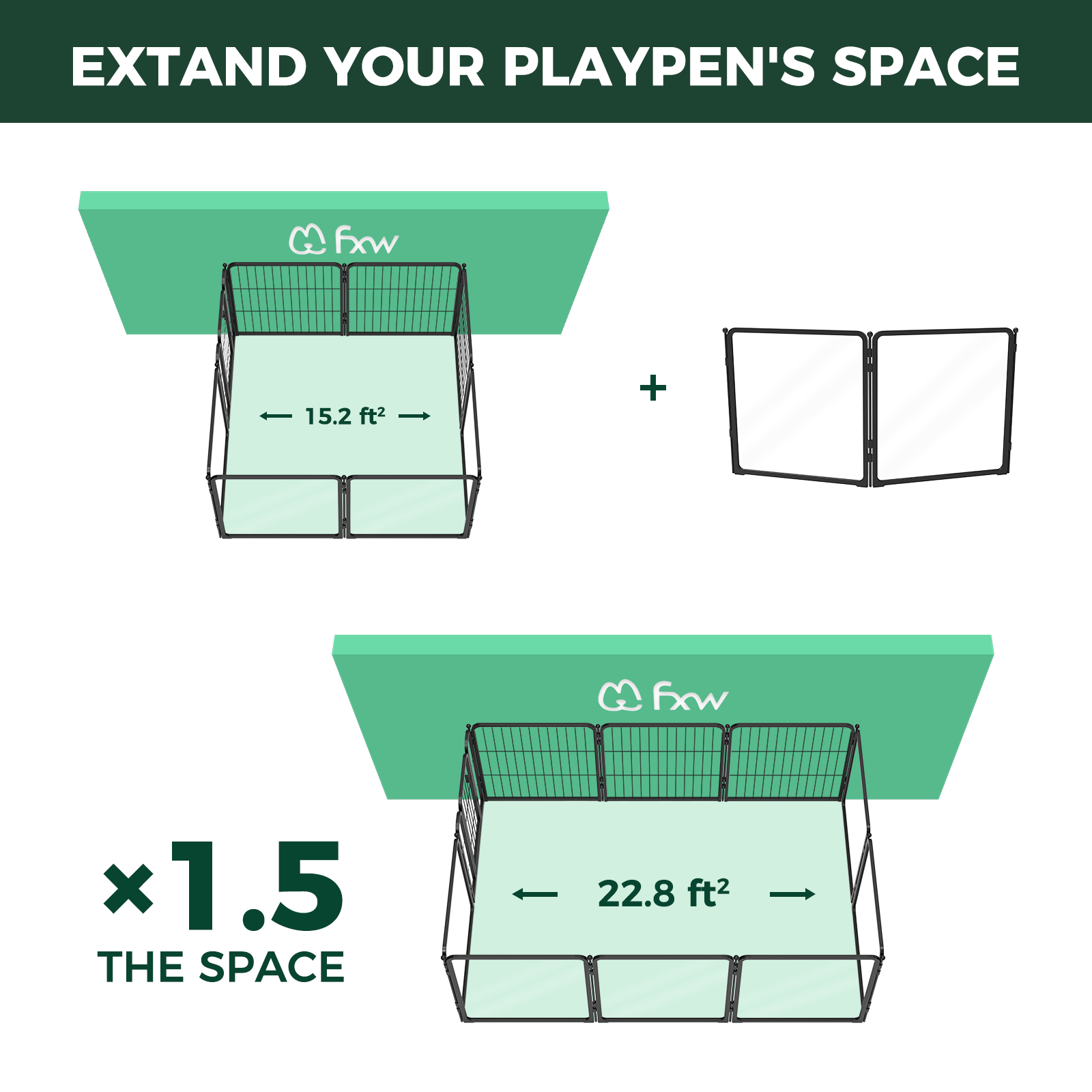 FXW Pawadise Acrylic & Wire Mesh Indoor Dog Playpen