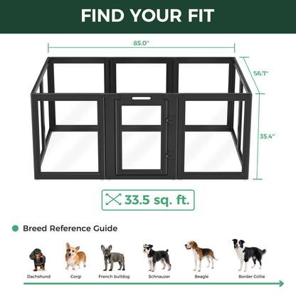 AuraSpace Acrylic Indoor Dog Playpen for Puppies and Small Dogs