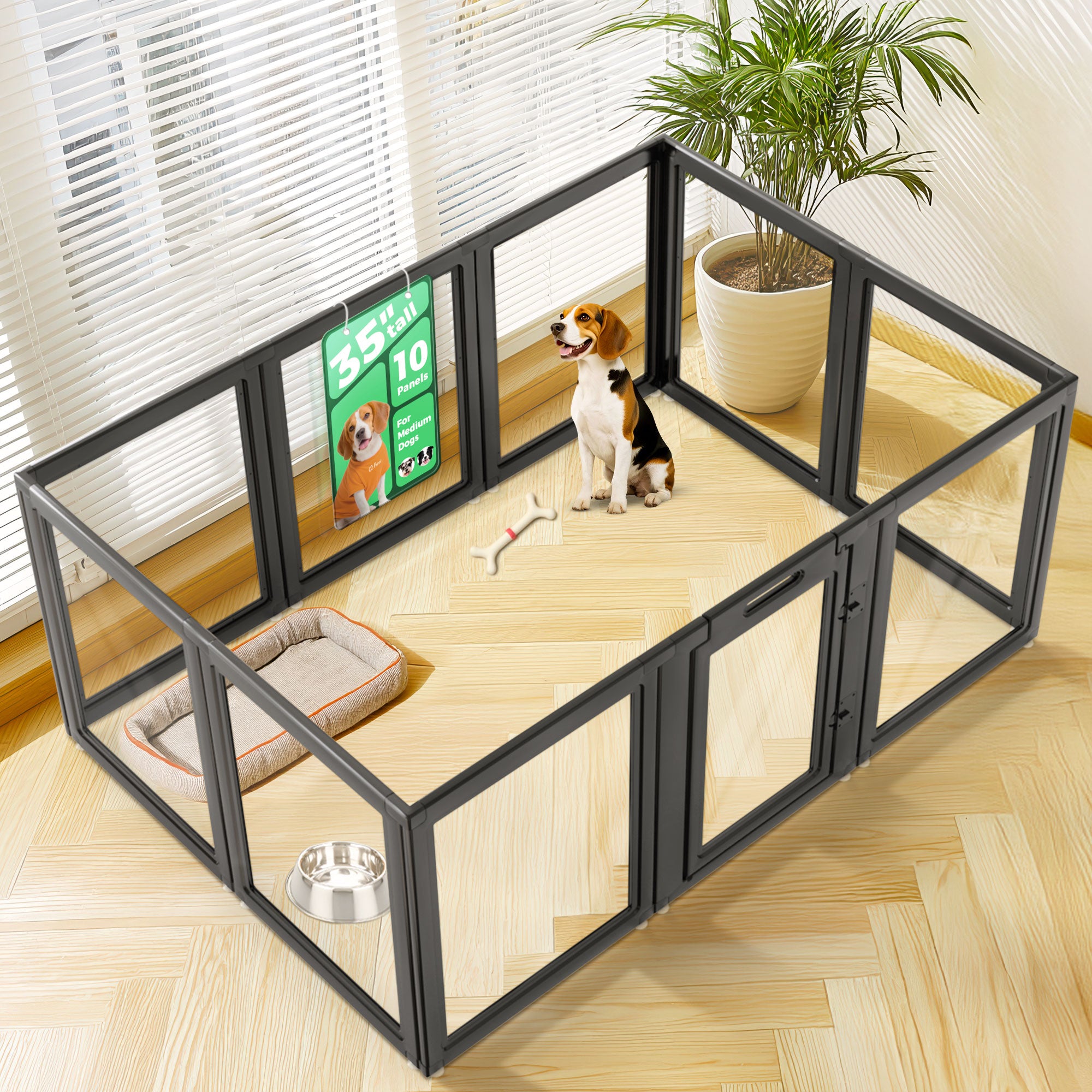 AuraSpace Acrylic Indoor Dog Playpen for Puppies and Small Dogs