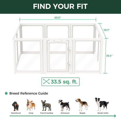 AuraSpace Acrylic Indoor Dog Playpen for Puppies and Small Dogs