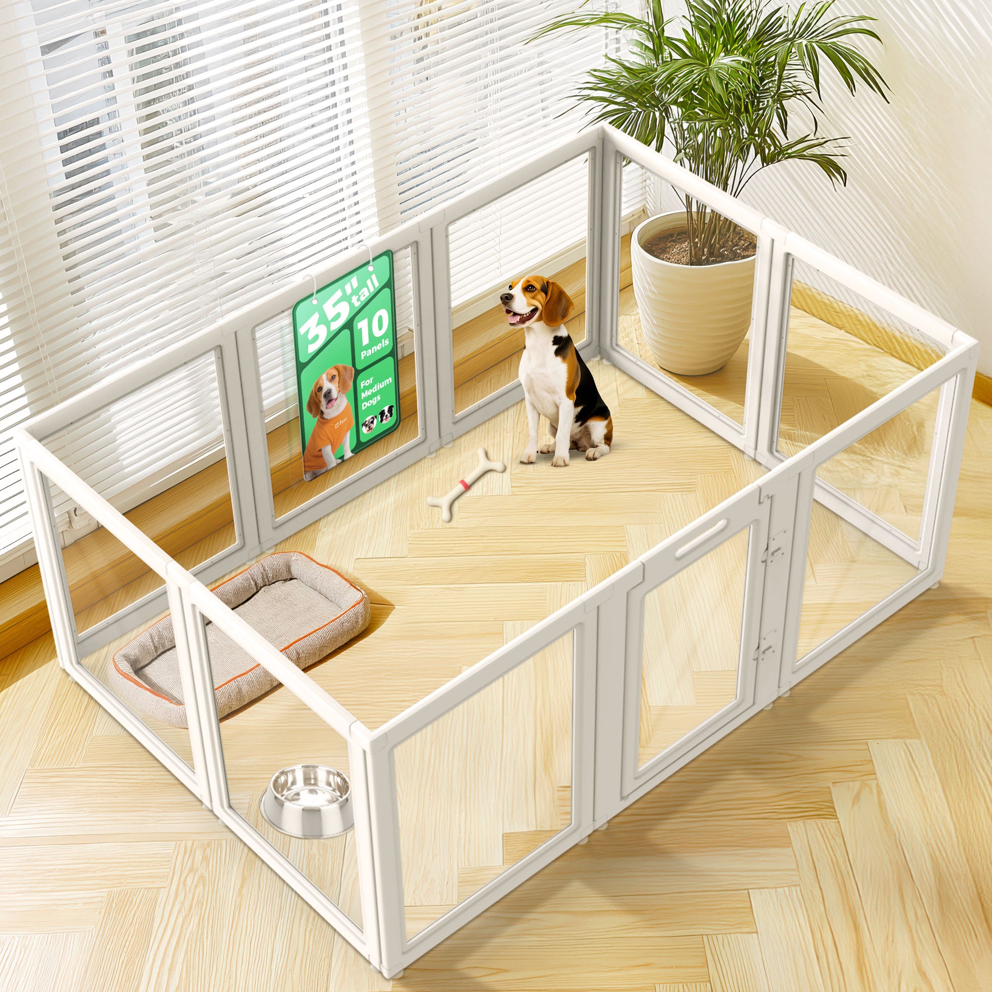 AuraSpace Acrylic Indoor Dog Playpen for Puppies and Small Dogs