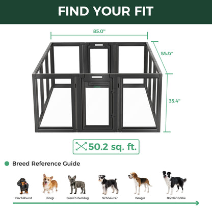 AuraSpace Acrylic Indoor Dog Playpen for Puppies and Small Dogs