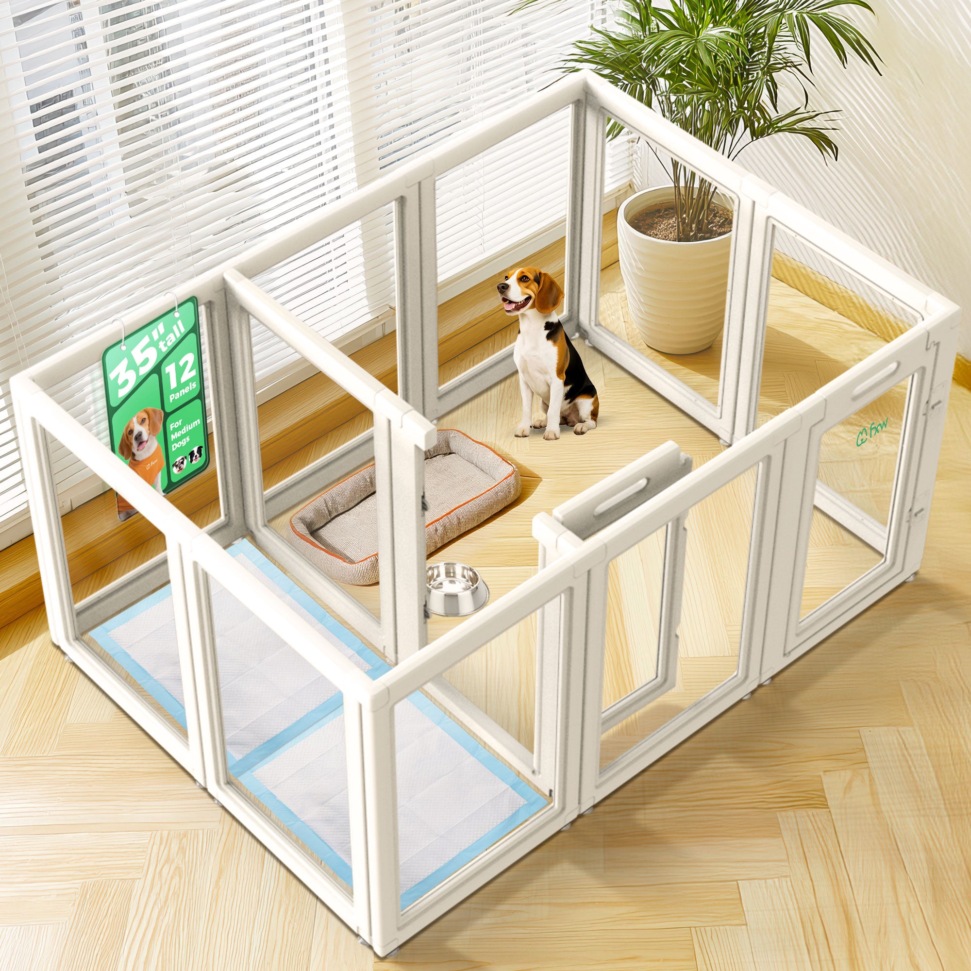 AuraSpace Acrylic Indoor Dog Playpen for Puppies and Small Dogs