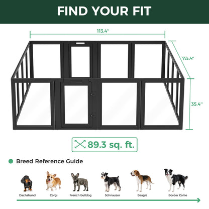 AuraSpace Acrylic Indoor Dog Playpen for Puppies and Small Dogs