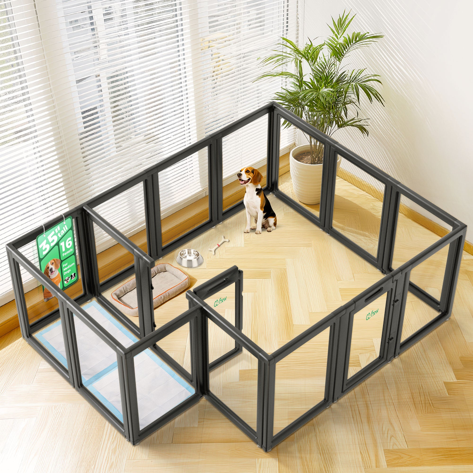 AuraSpace Acrylic Indoor Dog Playpen for Puppies and Small Dogs