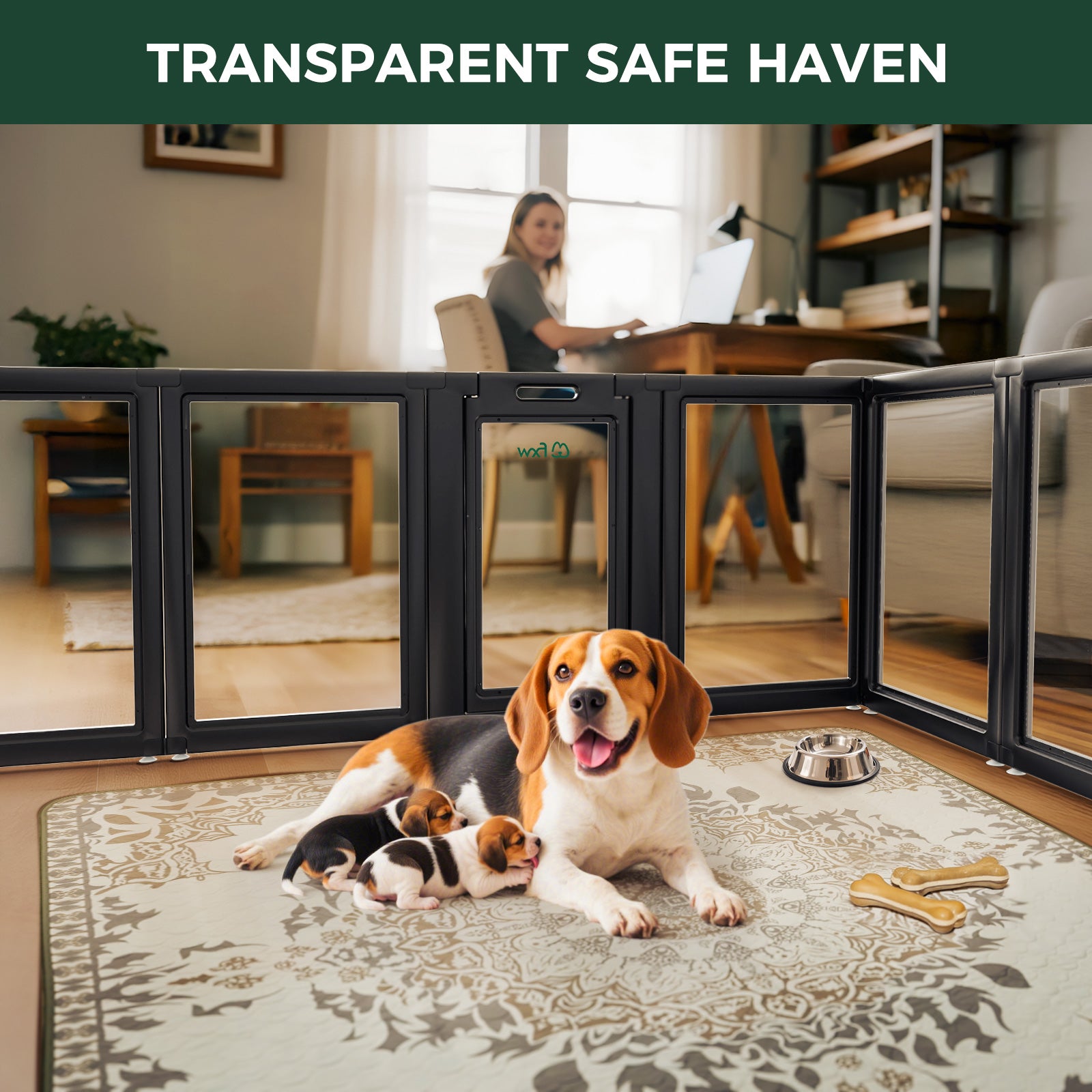 AuraSpace Acrylic Indoor Dog Playpen for Puppies and Small Dogs