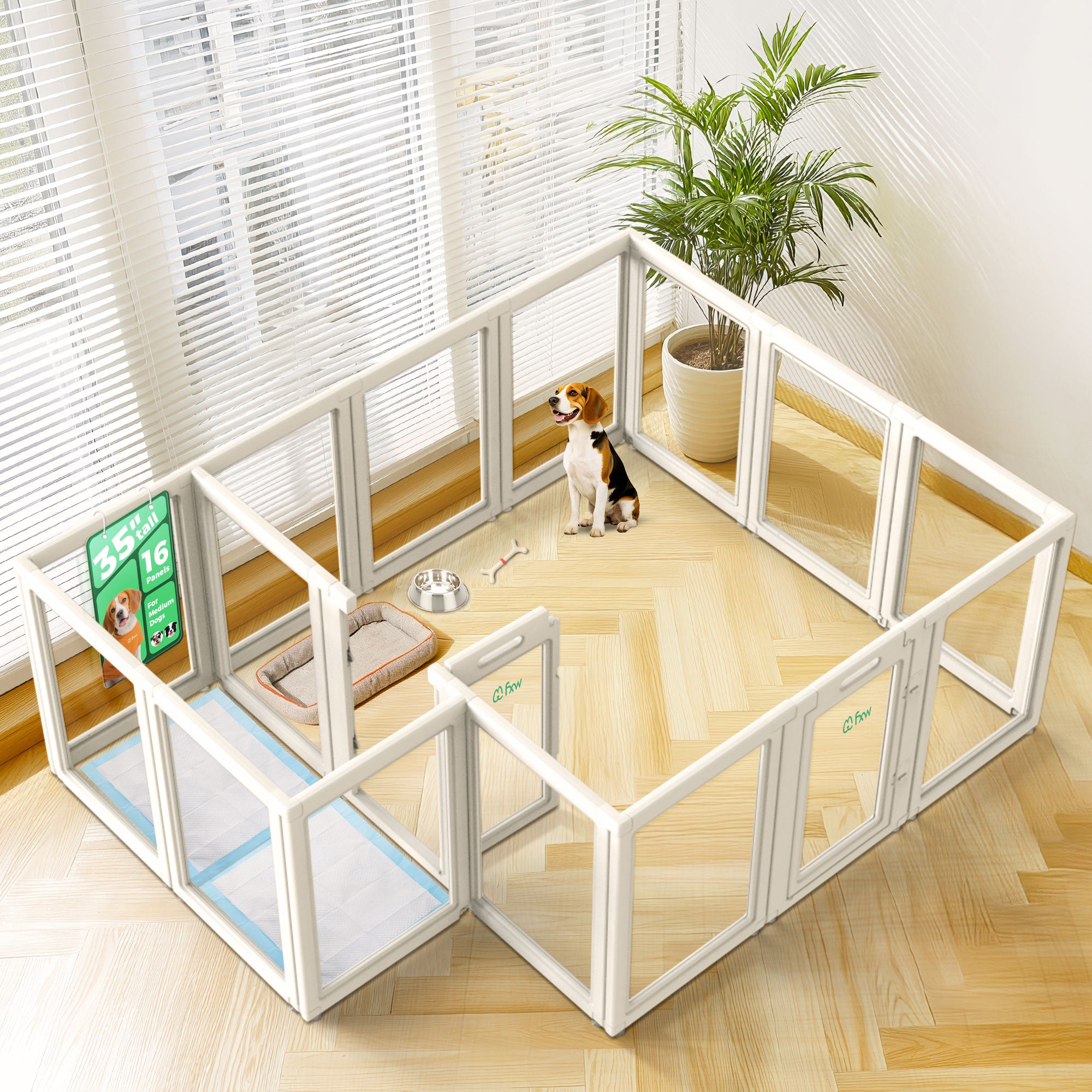 AuraSpace Acrylic Indoor Dog Playpen for Puppies and Small Dogs