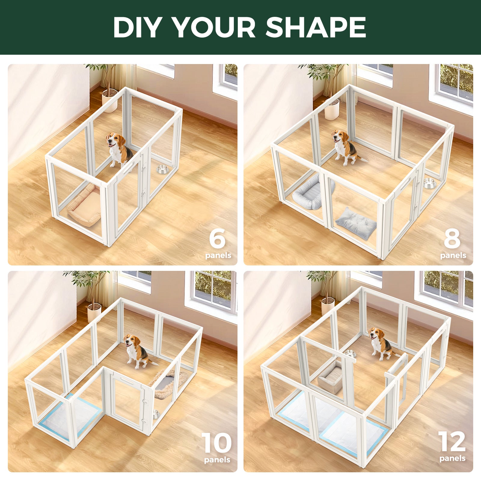 AuraSpace Acrylic Indoor Dog Playpen for Puppies and Small Dogs