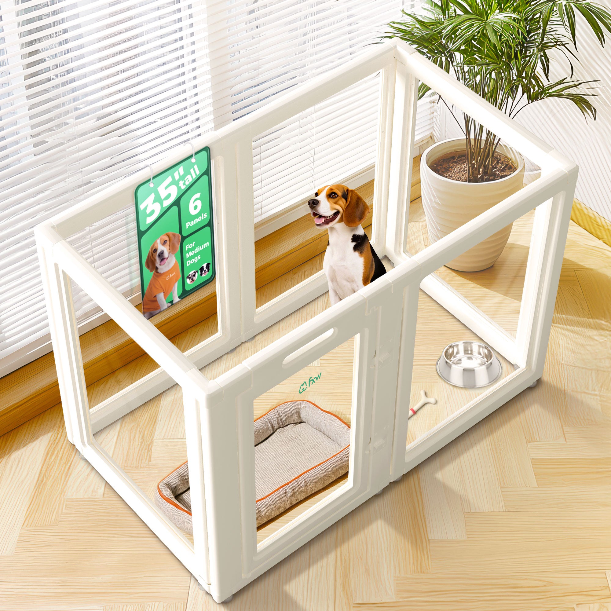 AuraSpace Acrylic Indoor Dog Playpen for Puppies and Small Dogs