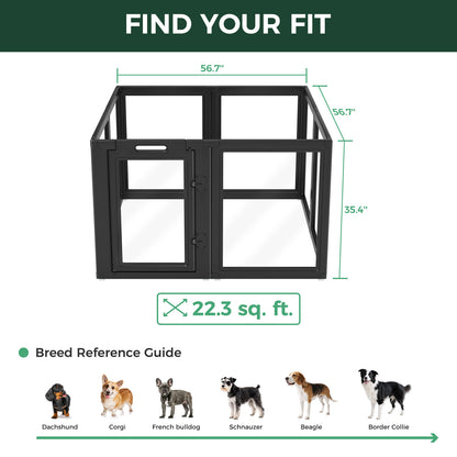 AuraSpace Acrylic Indoor Dog Playpen for Puppies and Small Dogs