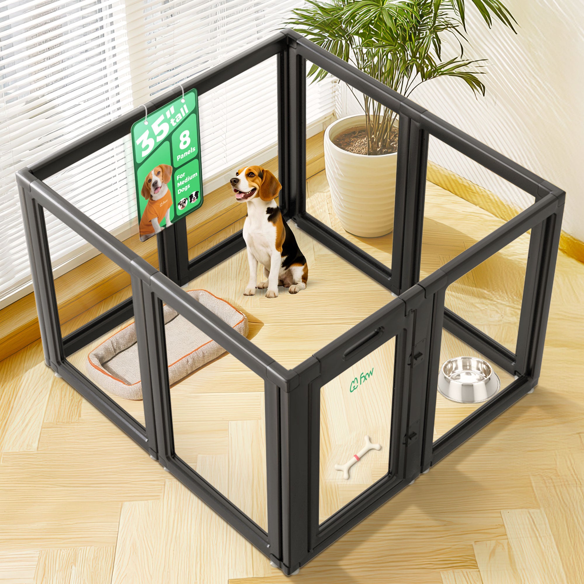 AuraSpace Acrylic Indoor Dog Playpen for Puppies and Small Dogs