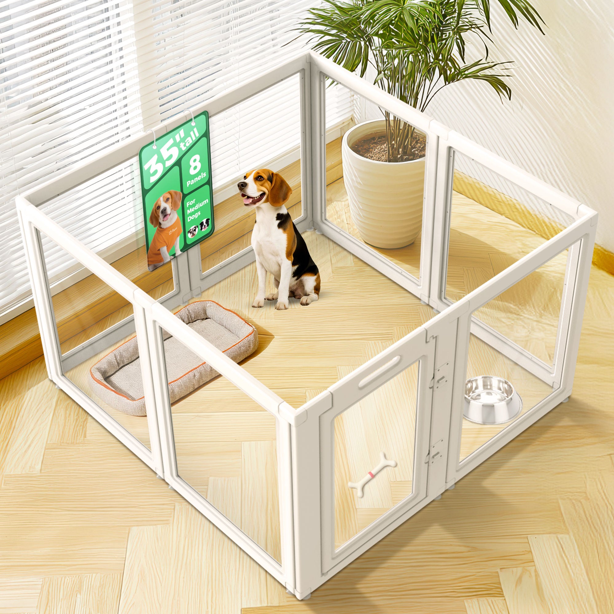 AuraSpace Acrylic Indoor Dog Playpen for Puppies and Small Dogs
