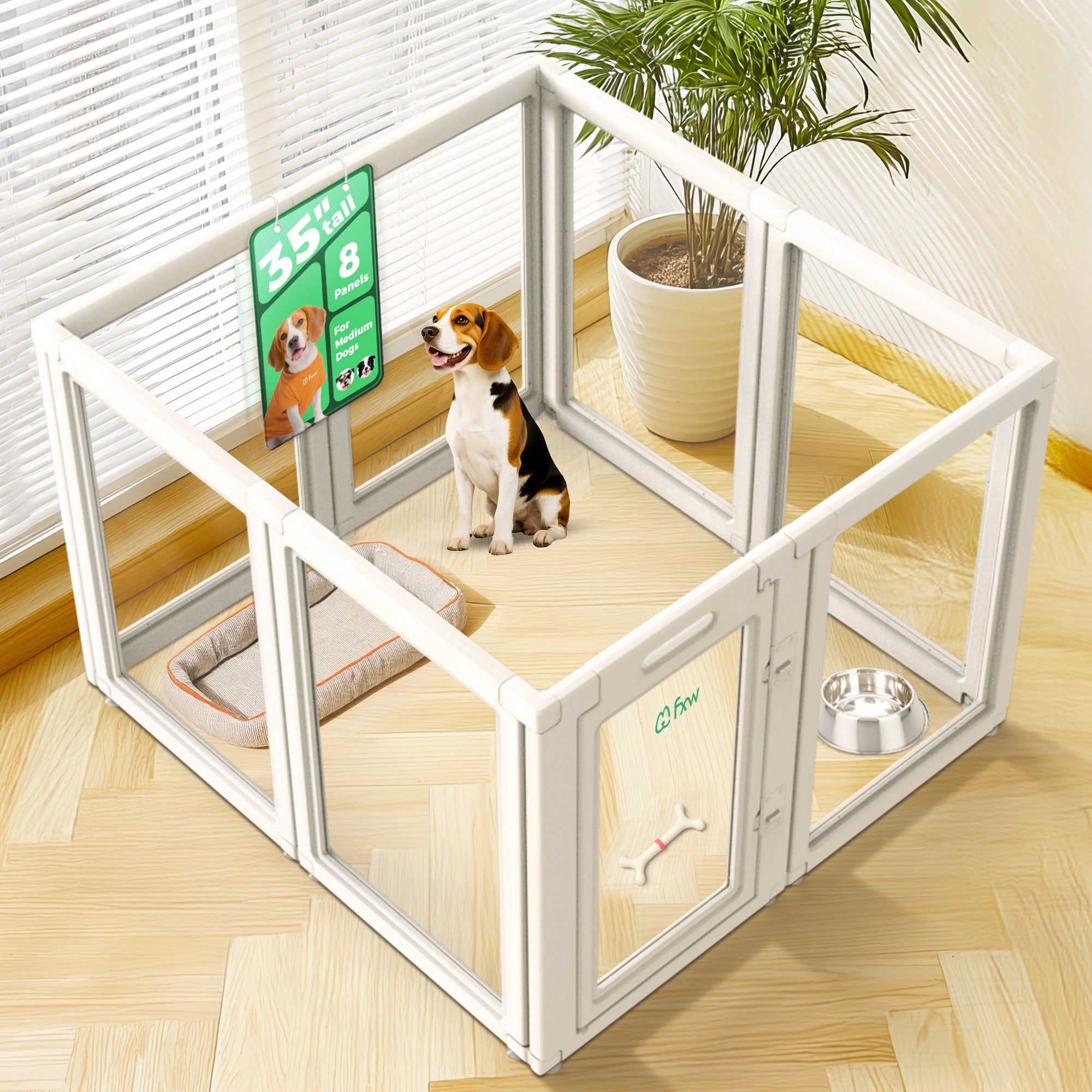 AuraSpace Acrylic Indoor Dog Playpen for Puppies and Small Dogs