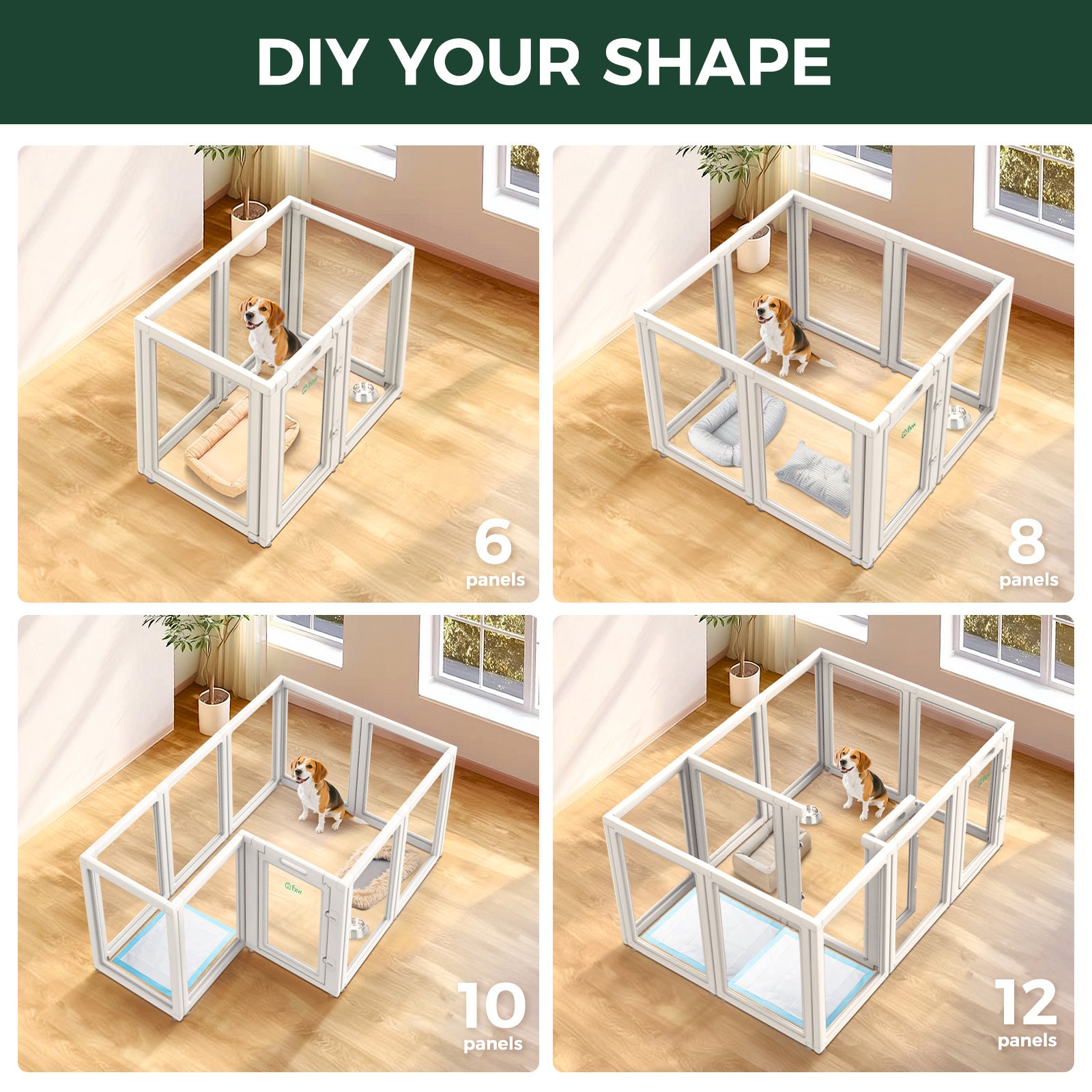 AuraSpace Acrylic Indoor Dog Playpen for Puppies and Small Dogs