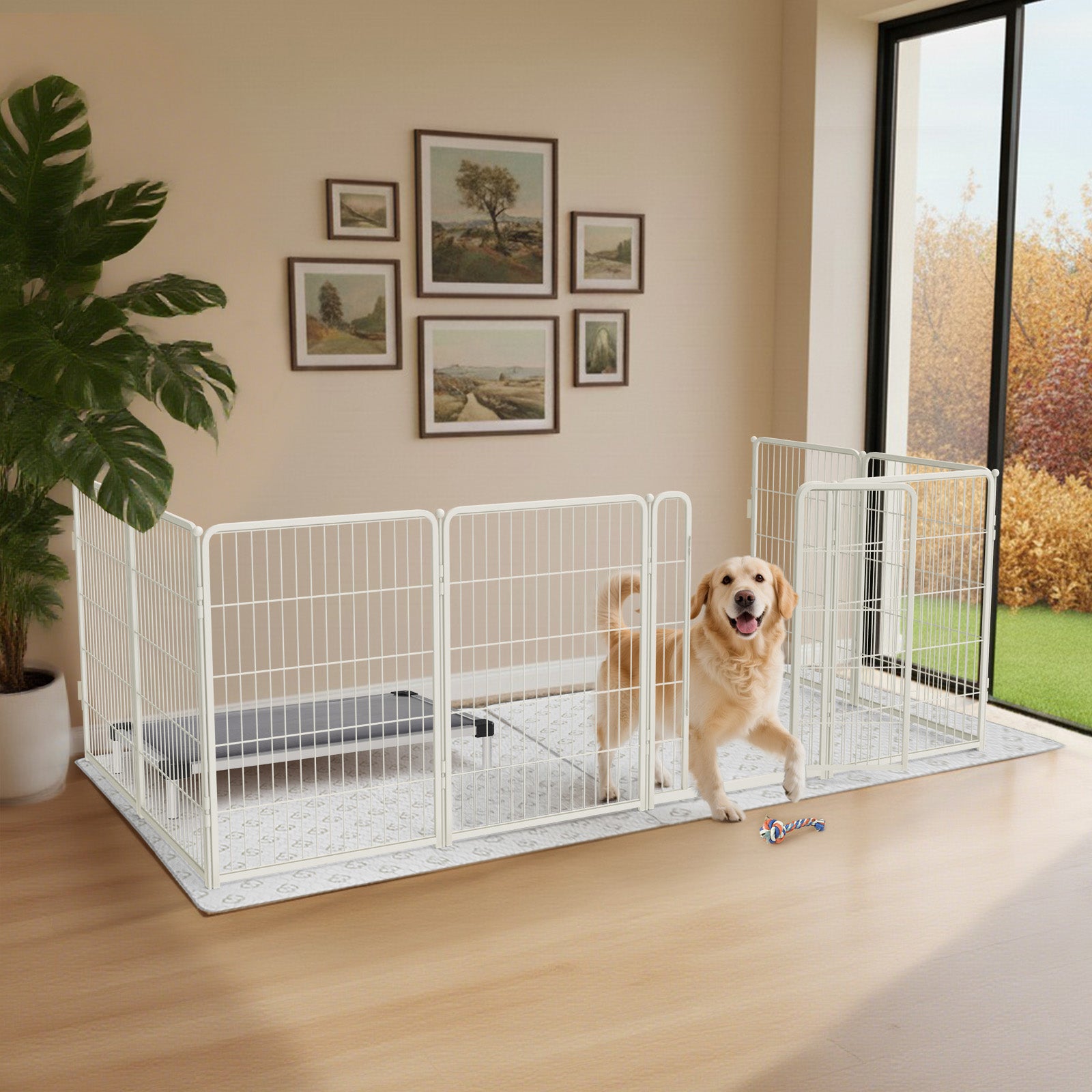 Bundle - Homeplus Dog Playpen & Fence-to-Wall Anchor (2 PCs)