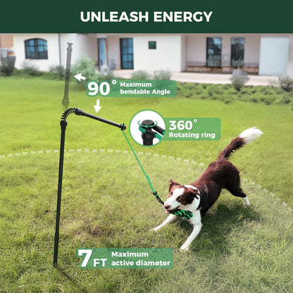 TugPal Flex Dog Tug Toy | Safe Outdoor Play with Spring-Top Rod