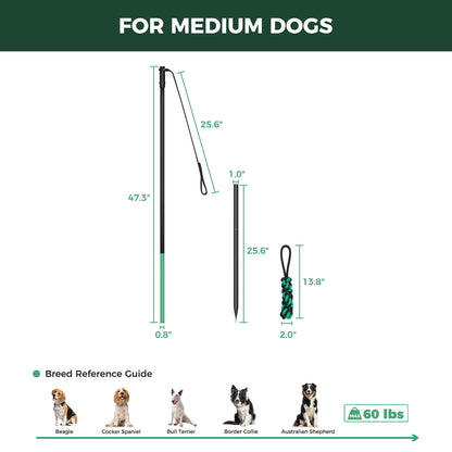 TugPal Dog Tug Toy | Hands-Free Outdoor Play with Fiberglass Rod