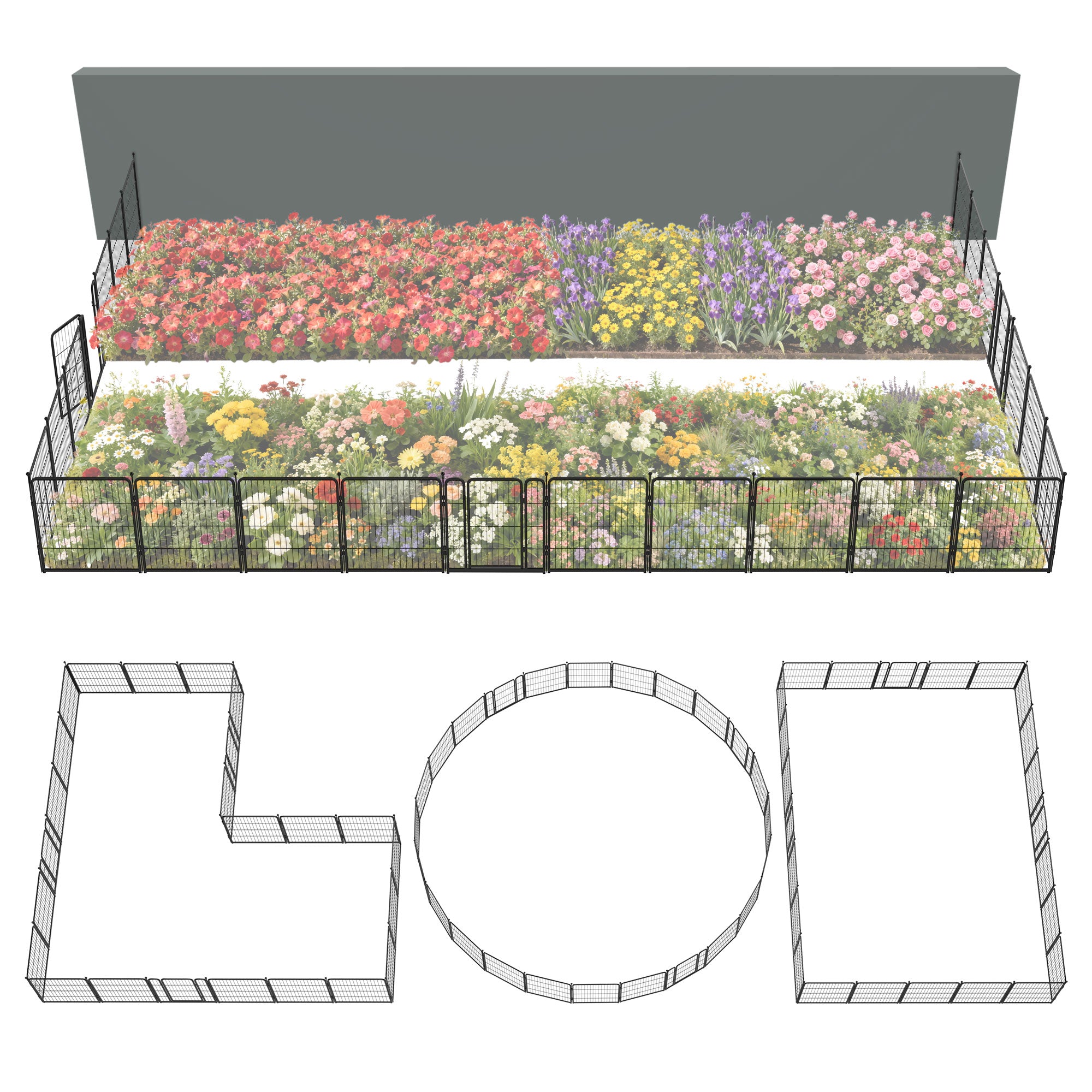 FXW Garden Fence Outdoor for The Yard - Black