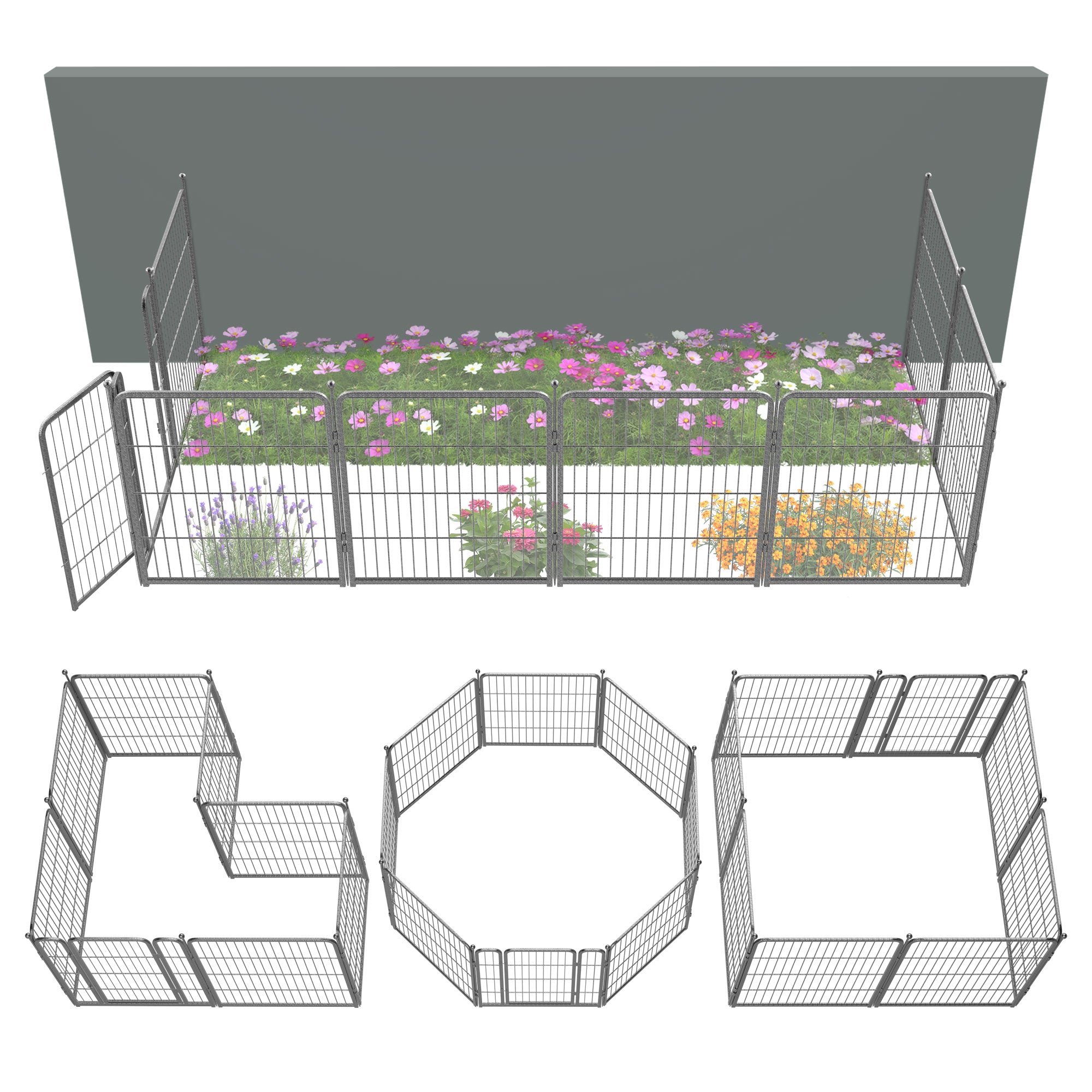 FXW Garden Fence Outdoor for The Yard - Silver