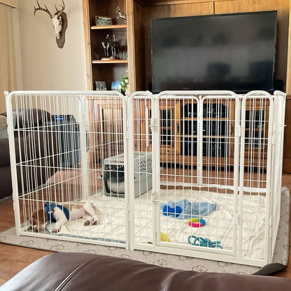 Bundle - White Homeplus Dog Playpen & Fence-to- Wall Anchor & Pee Pad (3 PCs) FXW