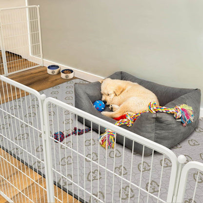 Bundle - White Homeplus Dog Playpen & Fence-to- Wall Anchor & Pee Pad (3 PCs) FXW