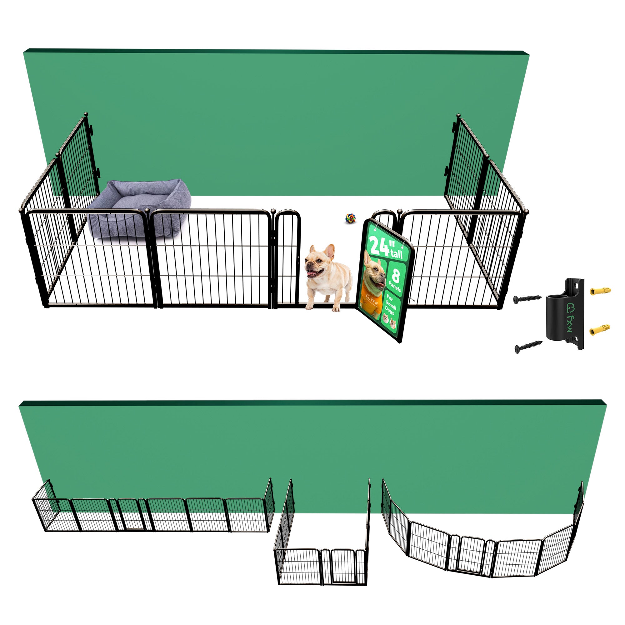 Bundle - Homeplus Dog Playpen & Fence-to-Wall Anchor (2 PCs)